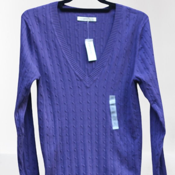Old Navy Classic Cable Knit V-Neck Pullover Sweater Long Sleeve (Sz Large) - Picture 6 of 11